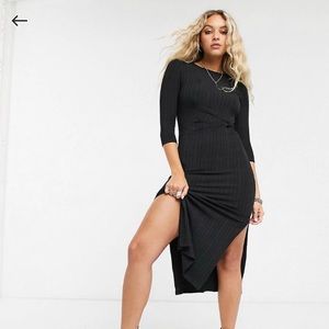 Bershka Black Knit Midi Dress
